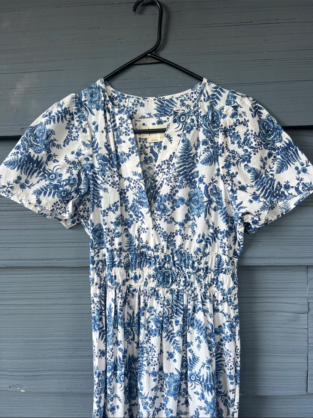 Anthropologie Blue and White Floral Somerset dress in XS - Picture 7 of 8